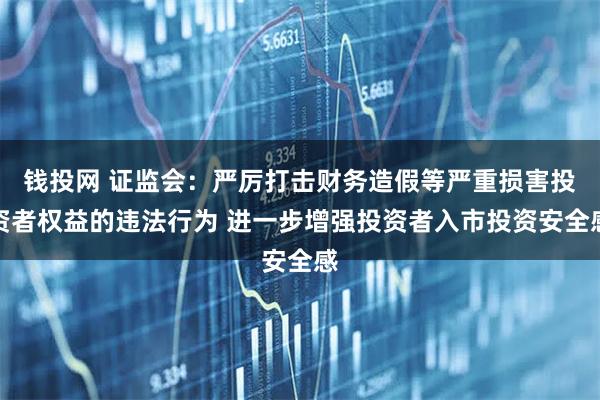 钱投网 证监会:严厉打击财务造假等严重损害投资者权益的违法行为 进一步增强投资者入市投资安全感