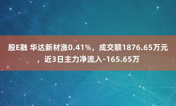 股E融 华达新材涨0.41%，成交额1876.65万元，近3日主力净流入-165.65万